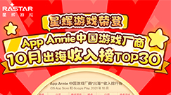 乐鱼游戏首次入围App Annie中国游戏厂商出海收入排行榜TOP30