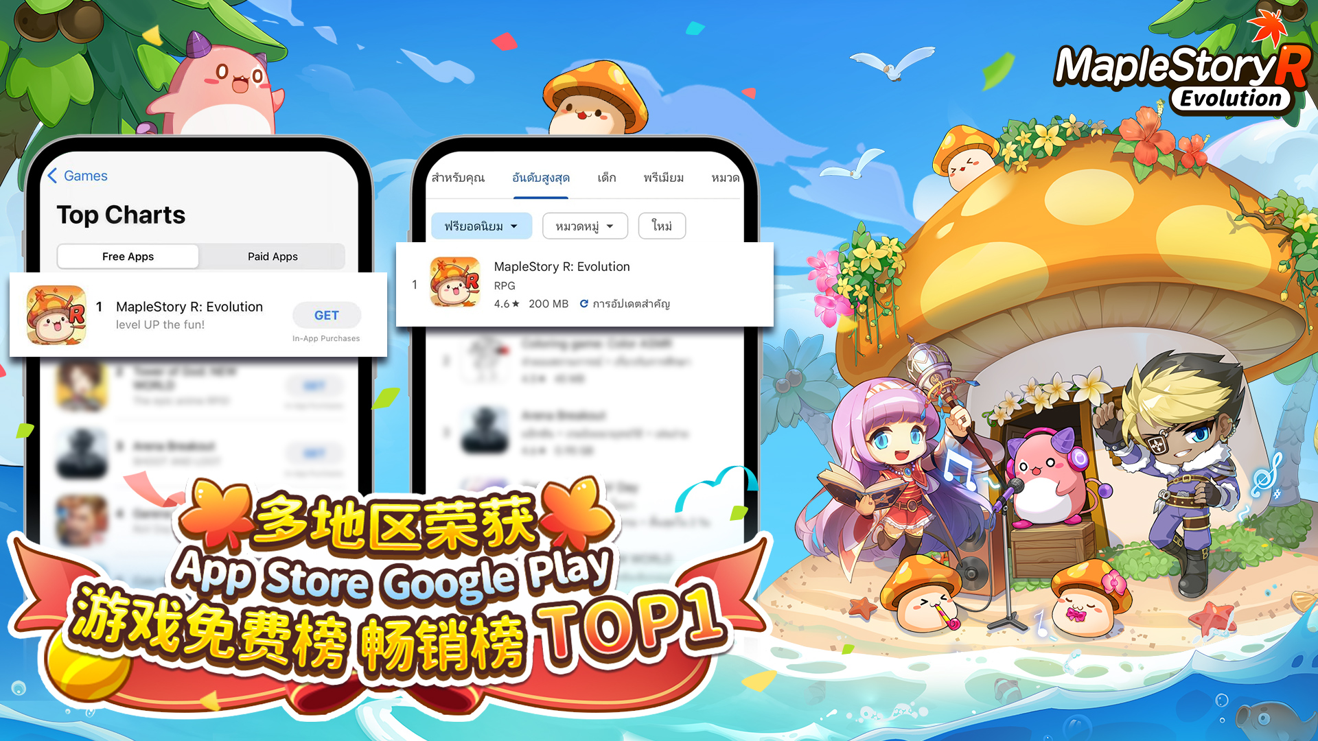 Rastar's MapleStory R: Evolution (Adventure Island IP) launched in Southeast Asia and ranked No.1 on 